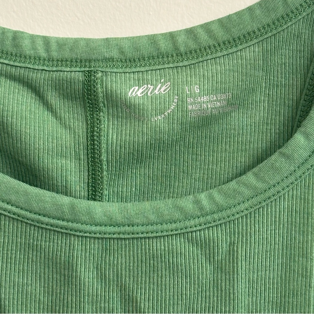 Aerie Fitted Green Dip Dyed Fitted Ribbed Tank Top - Picture 3 of 4